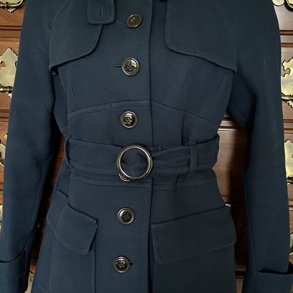 ANN TAYLOR LOFT Trench Style Coat Knee Length Lined Button Down Belted Jacket - Picture 3 of 12